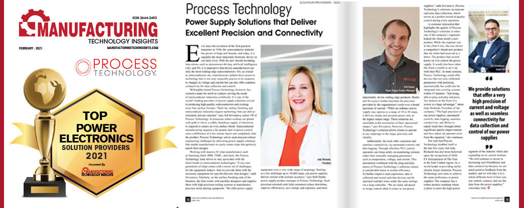 Process Technology named Company of the Year - Top 10 Power Electronics Solution Providers