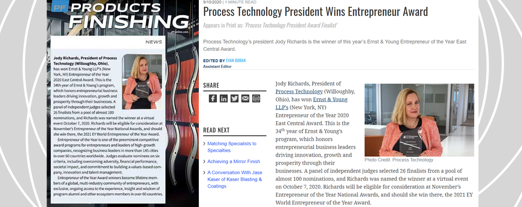 Products Finishing shines a light on recent win by Process Technology President, Jody Richards.
