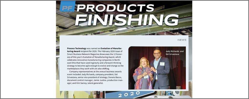 Process Technology featured in April issue of Products Finishing Magazine